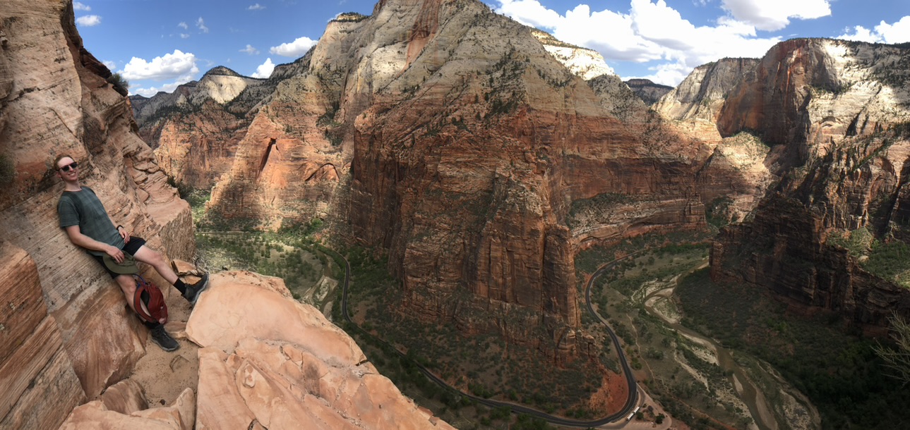 Harrison on a cliff in Zion National Park